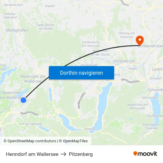 Henndorf am Wallersee to Pitzenberg map