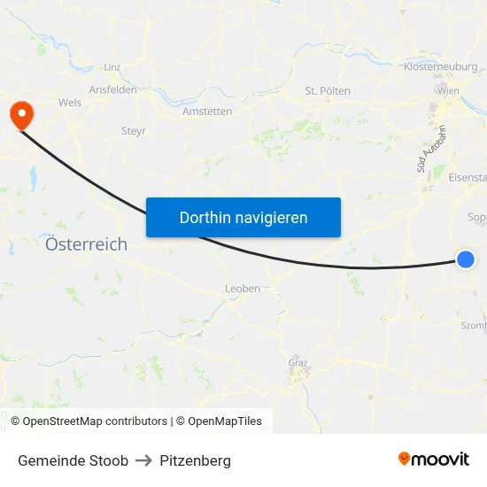 Gemeinde Stoob to Pitzenberg map