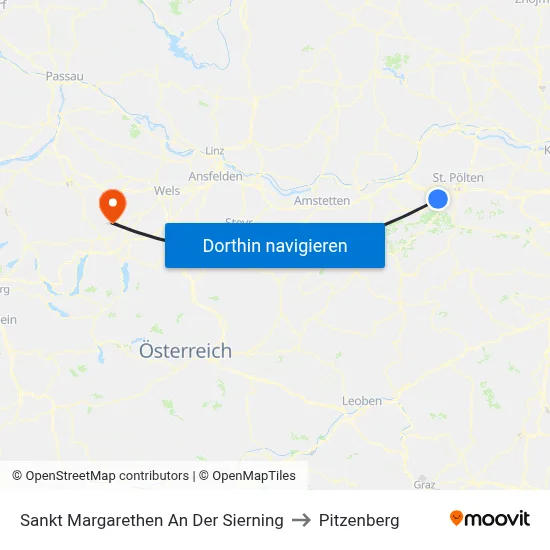Sankt Margarethen An Der Sierning to Pitzenberg map