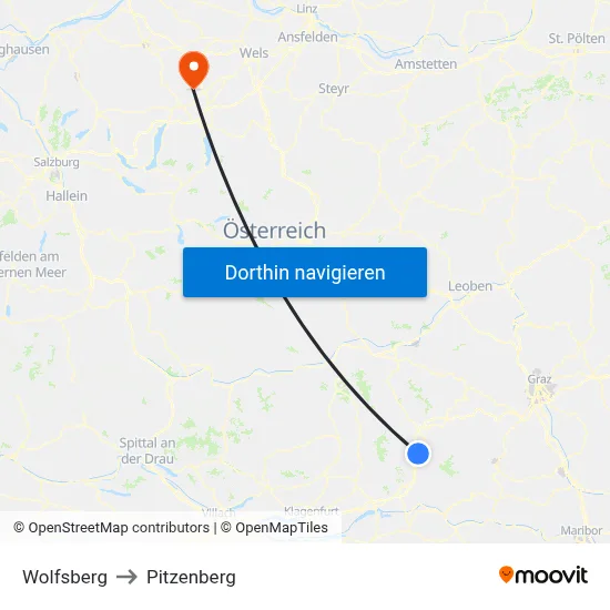 Wolfsberg to Pitzenberg map