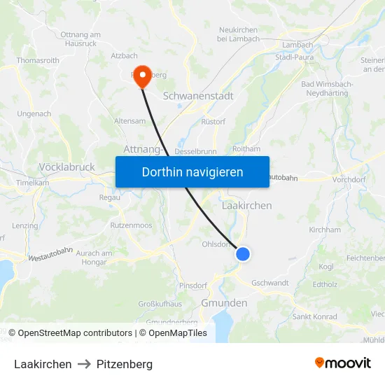 Laakirchen to Pitzenberg map