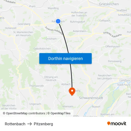 Rottenbach to Pitzenberg map