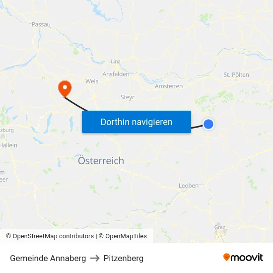 Gemeinde Annaberg to Pitzenberg map