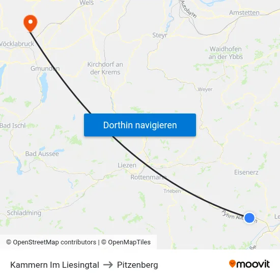 Kammern Im Liesingtal to Pitzenberg map
