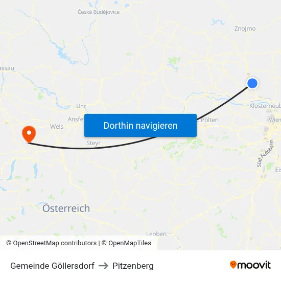 Gemeinde Göllersdorf to Pitzenberg map