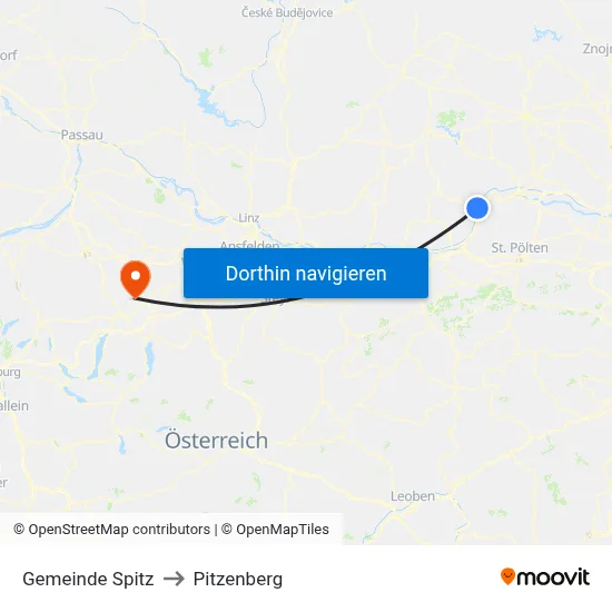 Gemeinde Spitz to Pitzenberg map