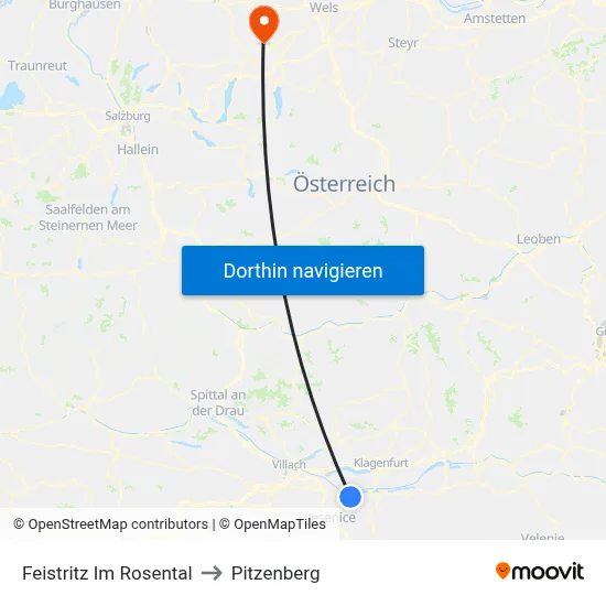 Feistritz Im Rosental to Pitzenberg map