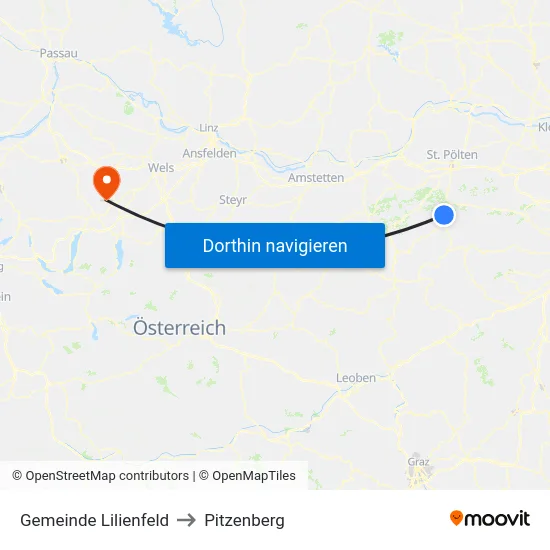 Gemeinde Lilienfeld to Pitzenberg map