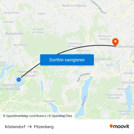 Köstendorf to Pitzenberg map