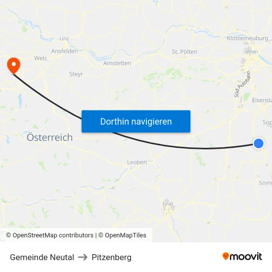Gemeinde Neutal to Pitzenberg map