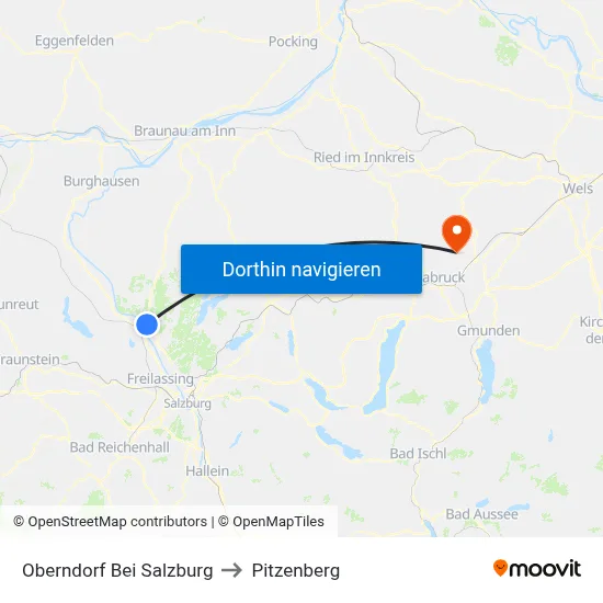 Oberndorf Bei Salzburg to Pitzenberg map