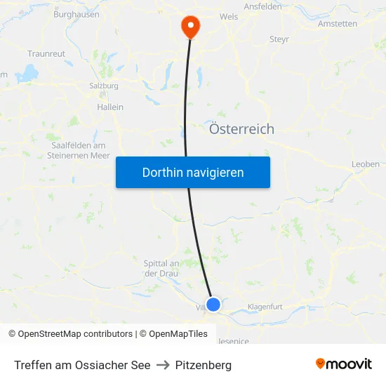 Treffen am Ossiacher See to Pitzenberg map