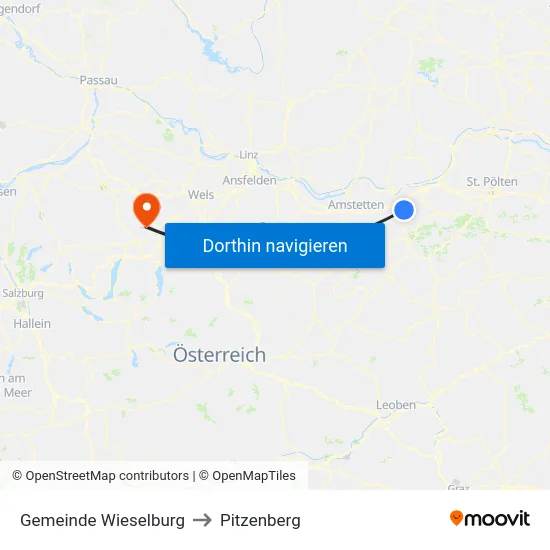 Gemeinde Wieselburg to Pitzenberg map