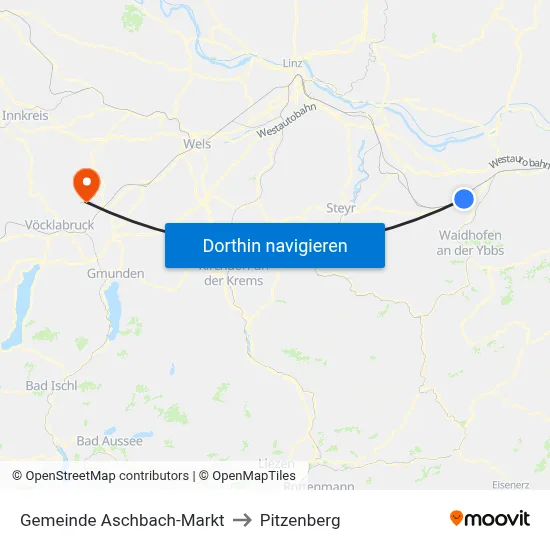 Gemeinde Aschbach-Markt to Pitzenberg map