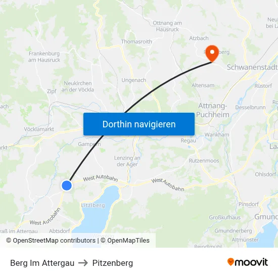 Berg Im Attergau to Pitzenberg map