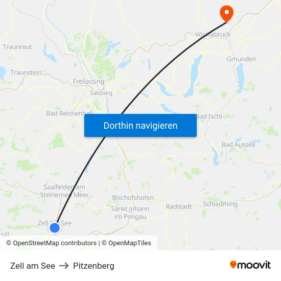 Zell am See to Pitzenberg map