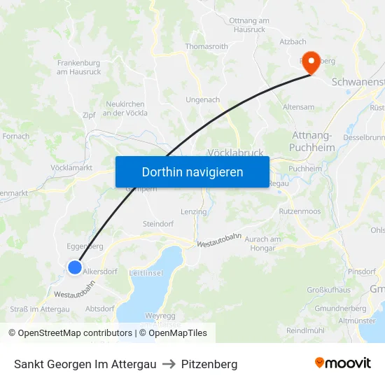 Sankt Georgen Im Attergau to Pitzenberg map