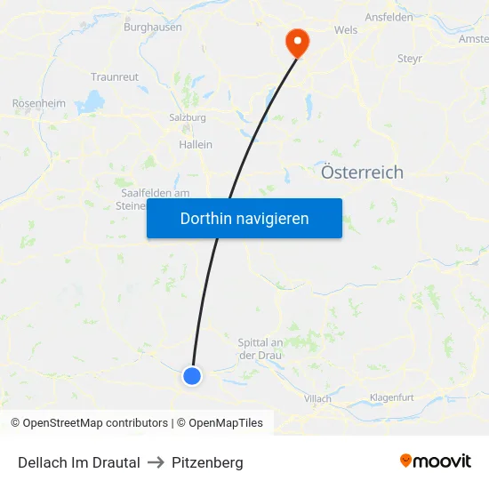Dellach Im Drautal to Pitzenberg map