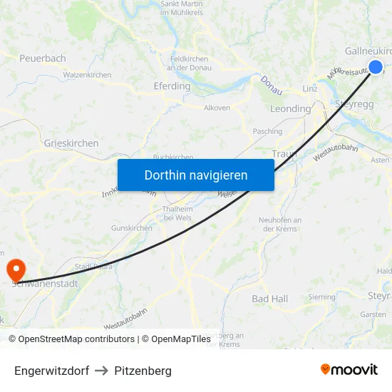 Engerwitzdorf to Pitzenberg map