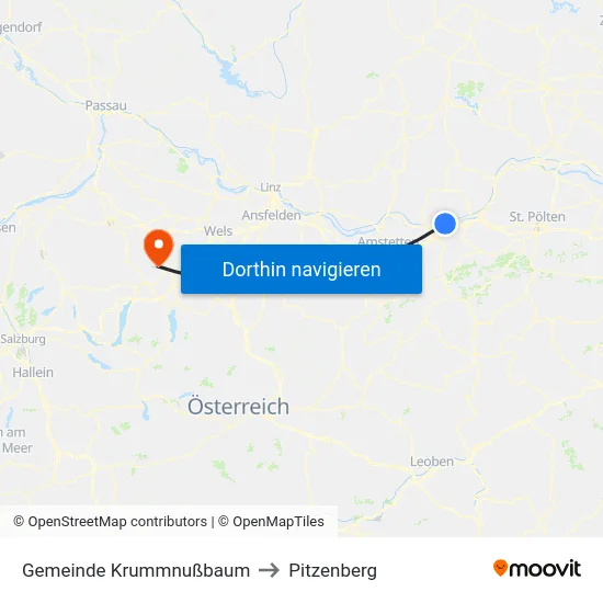 Gemeinde Krummnußbaum to Pitzenberg map