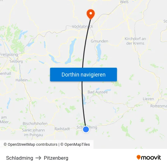 Schladming to Pitzenberg map