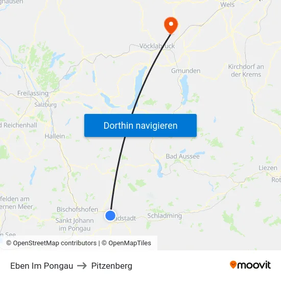 Eben Im Pongau to Pitzenberg map
