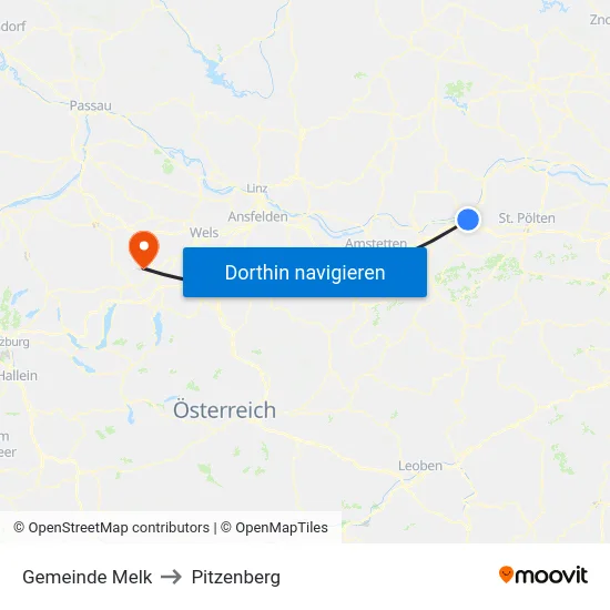 Gemeinde Melk to Pitzenberg map