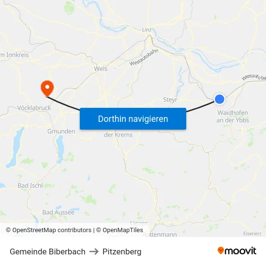 Gemeinde Biberbach to Pitzenberg map