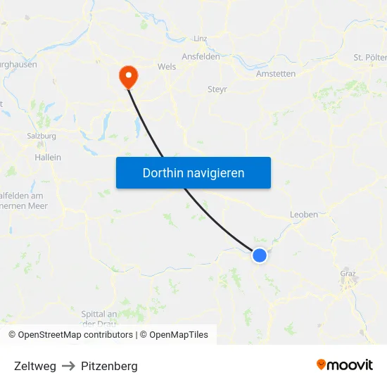 Zeltweg to Pitzenberg map