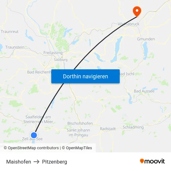 Maishofen to Pitzenberg map