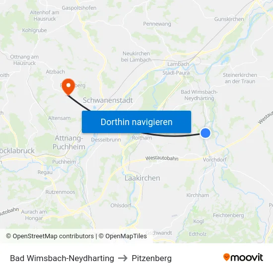 Bad Wimsbach-Neydharting to Pitzenberg map