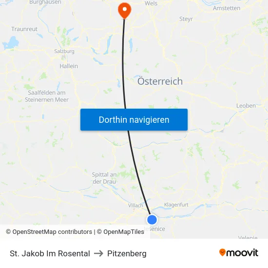 St. Jakob Im Rosental to Pitzenberg map