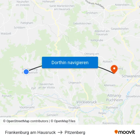 Frankenburg am Hausruck to Pitzenberg map