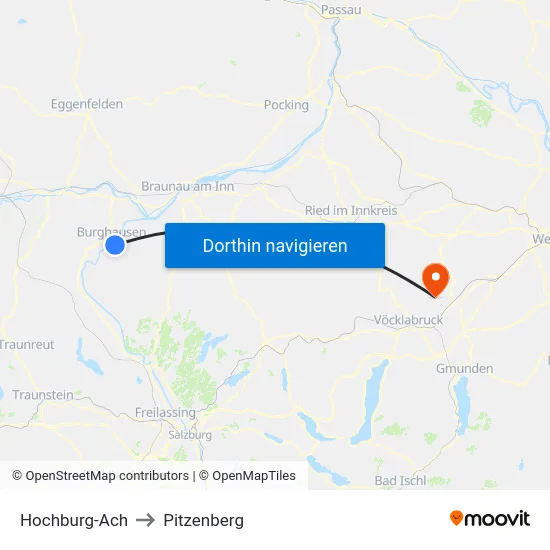 Hochburg-Ach to Pitzenberg map