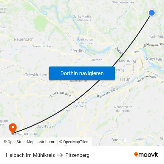 Haibach Im Mühlkreis to Pitzenberg map