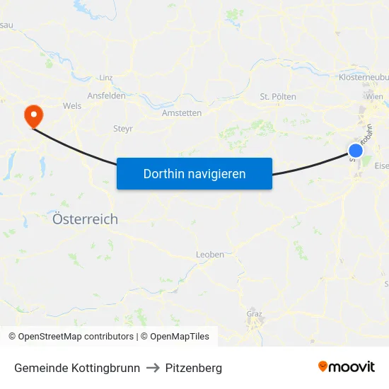 Gemeinde Kottingbrunn to Pitzenberg map