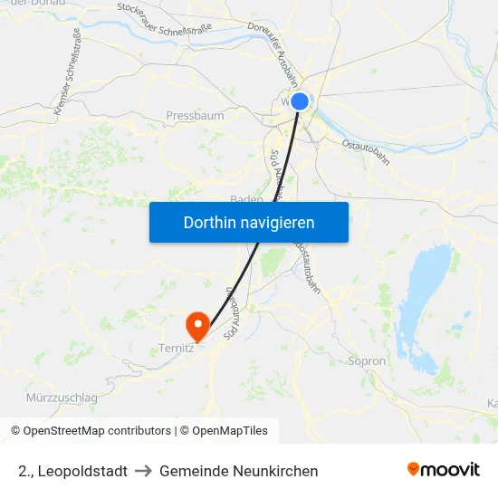 2., Leopoldstadt to Gemeinde Neunkirchen map