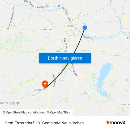 Groß-Enzersdorf to Gemeinde Neunkirchen map