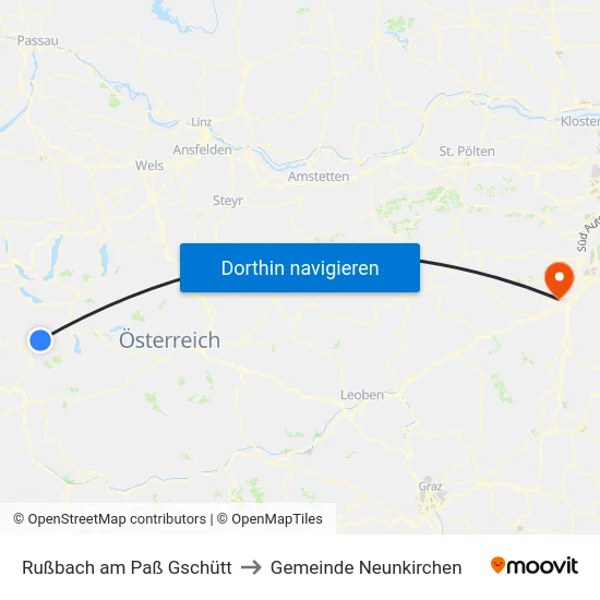 Rußbach am Paß Gschütt to Gemeinde Neunkirchen map