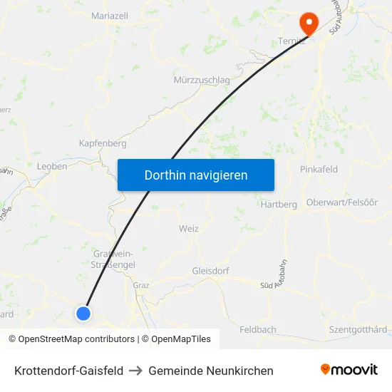 Krottendorf-Gaisfeld to Gemeinde Neunkirchen map