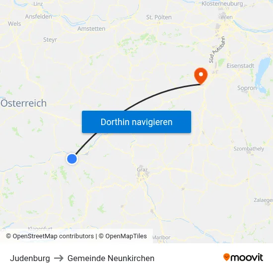 Judenburg to Gemeinde Neunkirchen map