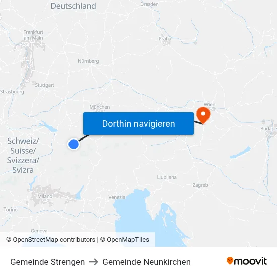 Gemeinde Strengen to Gemeinde Neunkirchen map