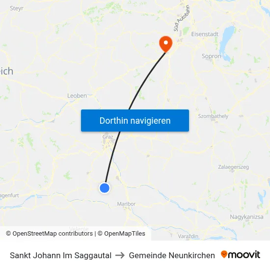 Sankt Johann Im Saggautal to Gemeinde Neunkirchen map