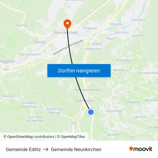 Gemeinde Edlitz to Gemeinde Neunkirchen map