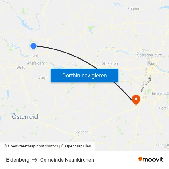 Eidenberg to Gemeinde Neunkirchen map