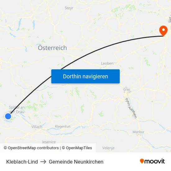 Kleblach-Lind to Gemeinde Neunkirchen map