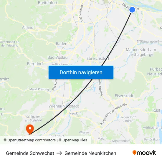 Gemeinde Schwechat to Gemeinde Neunkirchen map