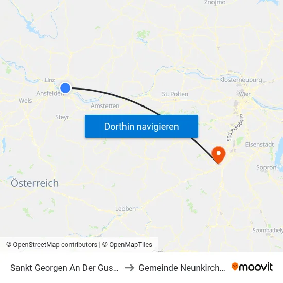 Sankt Georgen An Der Gusen to Gemeinde Neunkirchen map