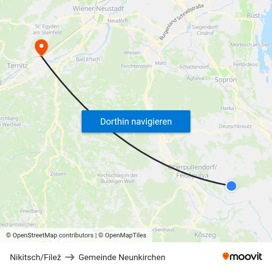 Nikitsch/Filež to Gemeinde Neunkirchen map