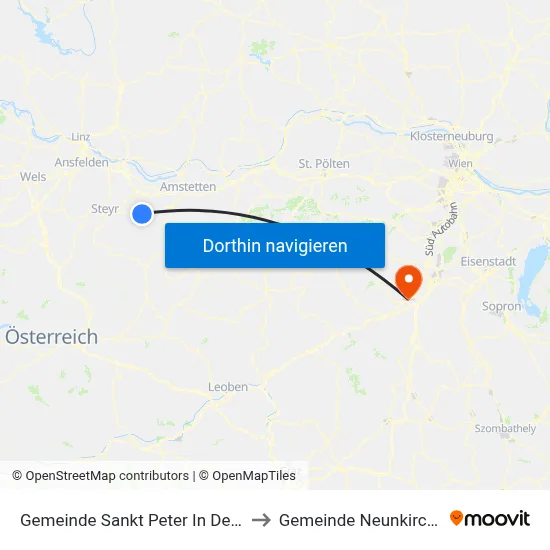 Gemeinde Sankt Peter In Der Au to Gemeinde Neunkirchen map
